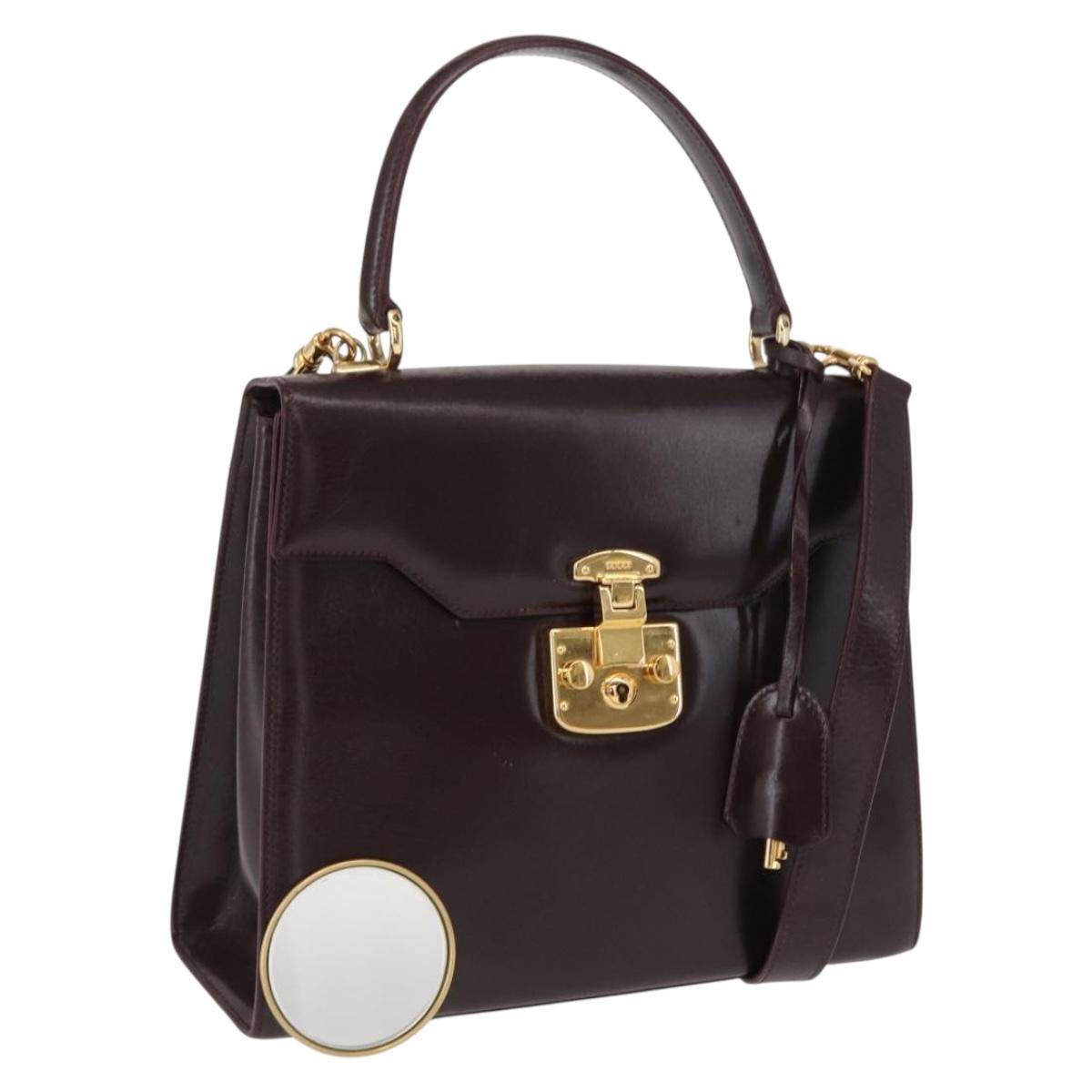 GUCCI Hand Bag Leather 2way Bordeaux Gold 000 2026 0258 Auth ep12849