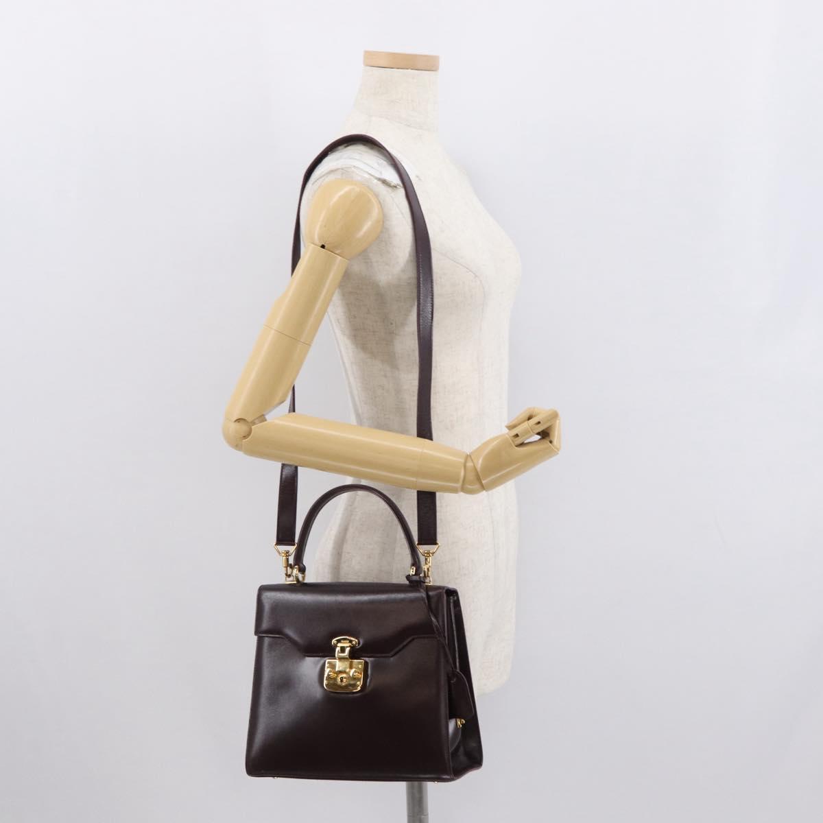 GUCCI Hand Bag Leather 2way Bordeaux Gold 000 2026 0258 Auth ep12849