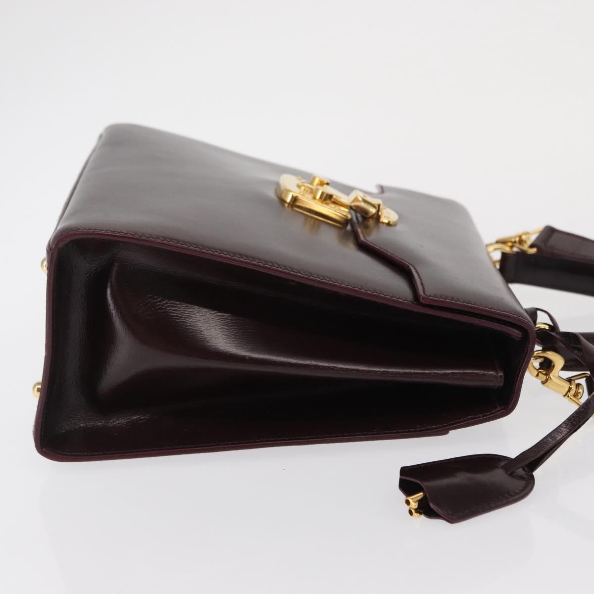 GUCCI Hand Bag Leather 2way Bordeaux Gold 000 2026 0258 Auth ep12849
