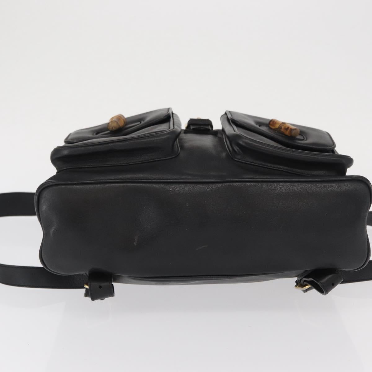 GUCCI Bamboo Backpack Leather Black Gold 003 2058 0016 Auth ep12855