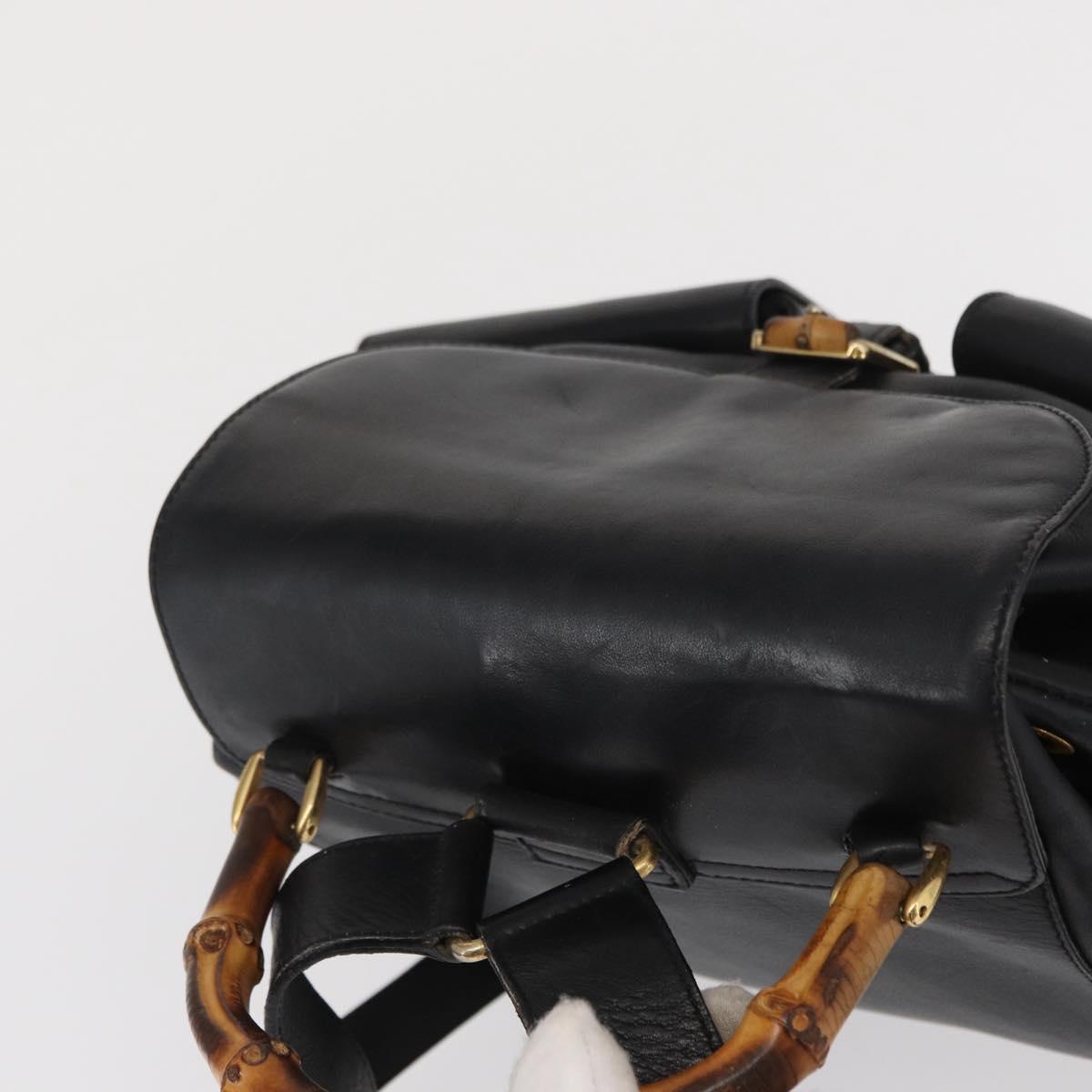 GUCCI Bamboo Backpack Leather Black Gold 003 2058 0016 Auth ep12855
