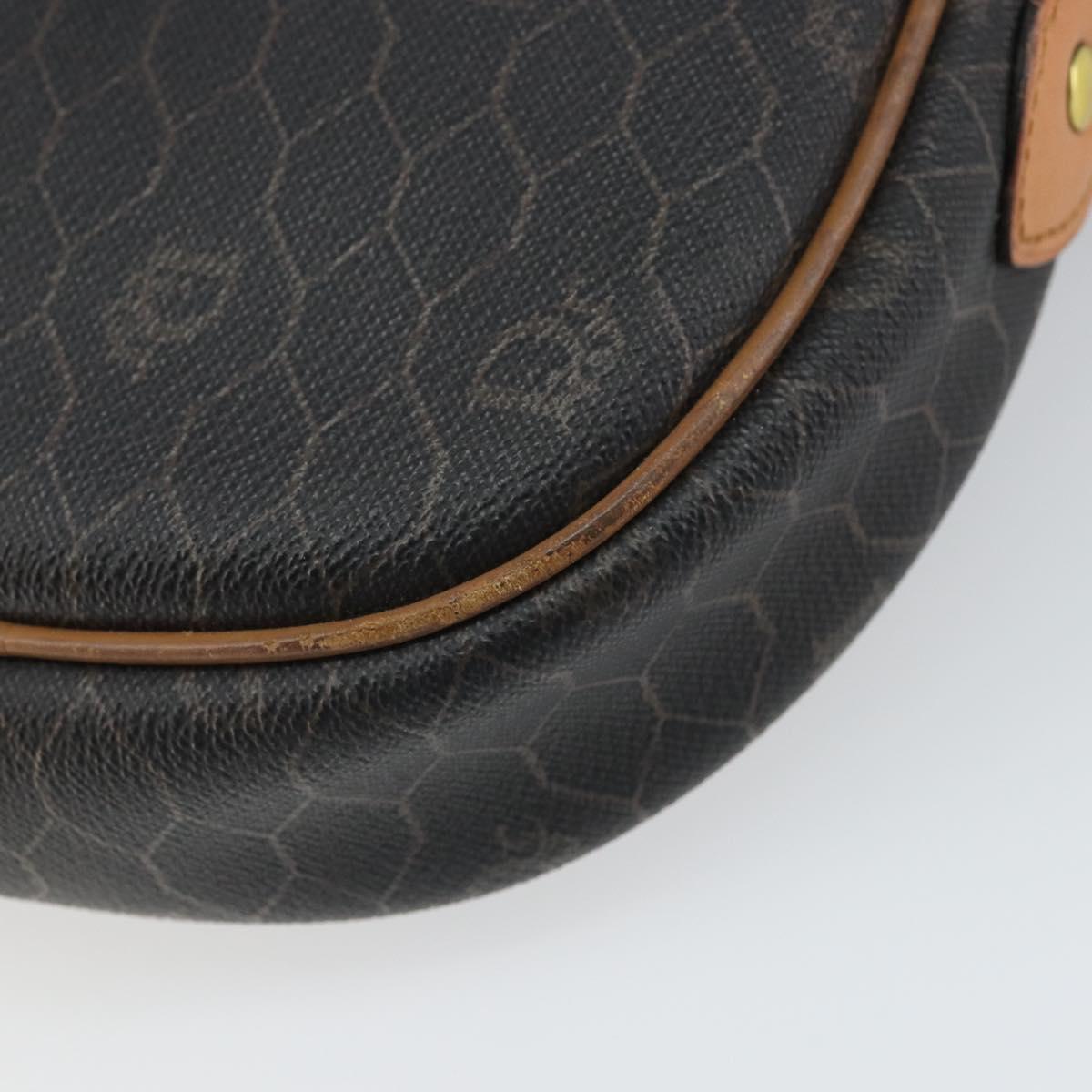 Christian Dior Honeycomb Canvas Shoulder Bag PVC Black Gold Auth ep12856