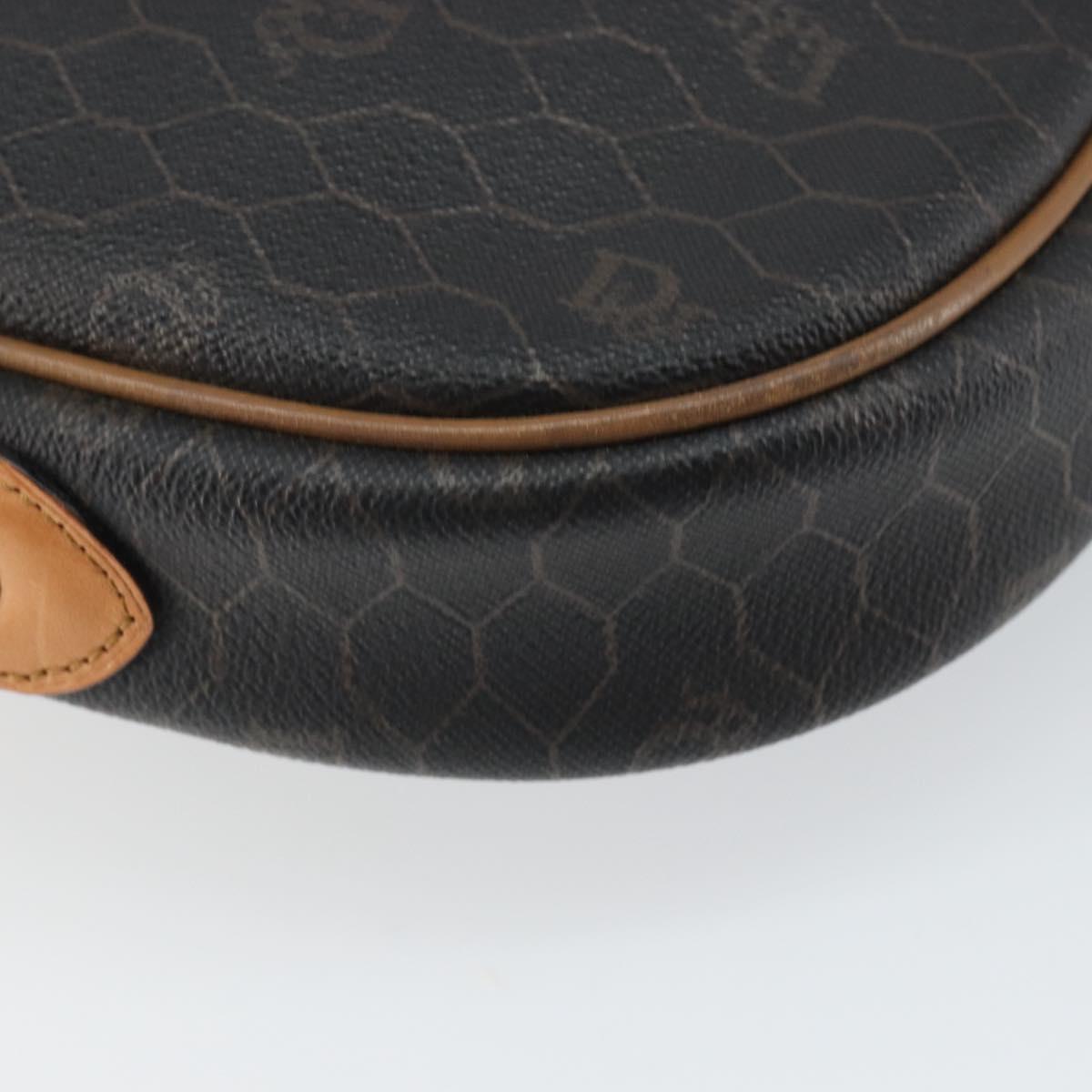 Christian Dior Honeycomb Canvas Shoulder Bag PVC Black Gold Auth ep12856