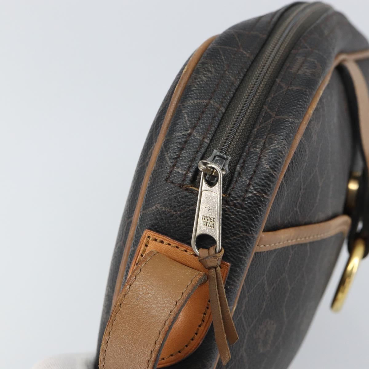 Christian Dior Honeycomb Canvas Shoulder Bag PVC Black Gold Auth ep12856