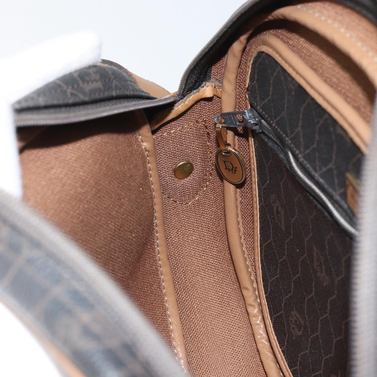 Christian Dior Honeycomb Canvas Shoulder Bag PVC Black Gold Auth ep12856
