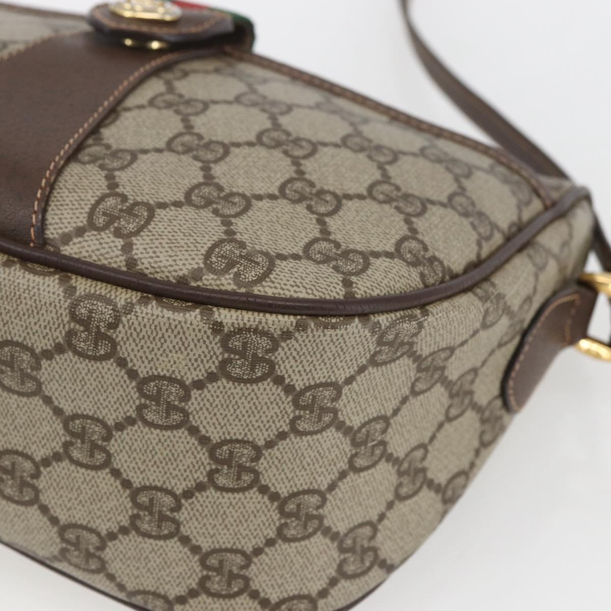 GUCCI GG Supreme Web Sherry Line Bag PVC Beige Gold 89 02 032 Auth ep12857