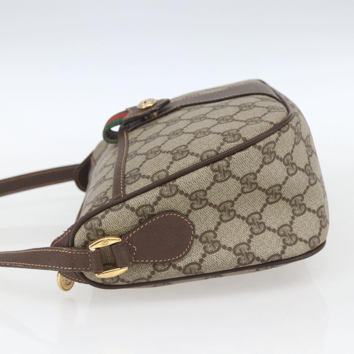 GUCCI GG Supreme Web Sherry Line Bag PVC Beige Gold 89 02 032 Auth ep12857