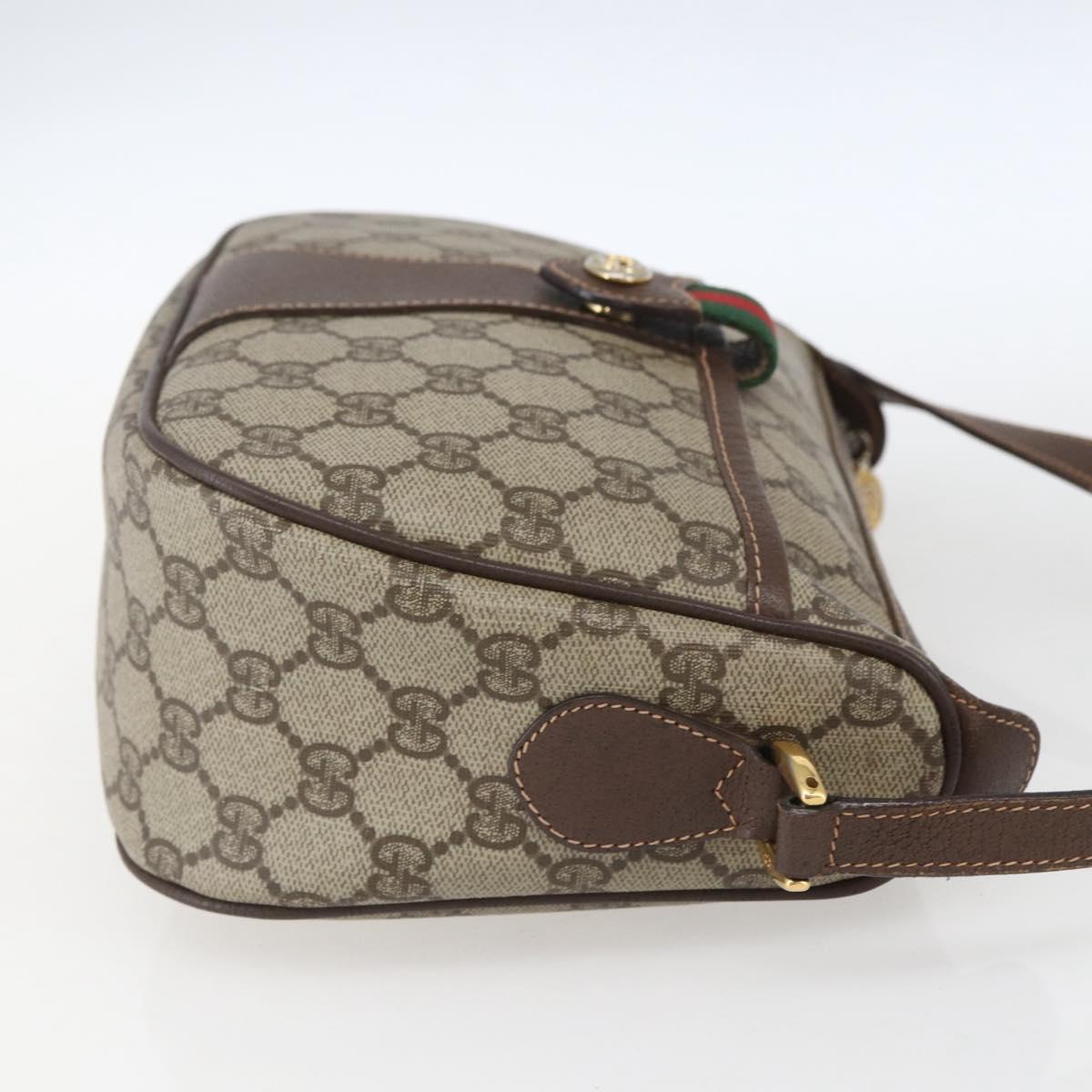 GUCCI GG Supreme Web Sherry Line Bag PVC Beige Gold 89 02 032 Auth ep12857