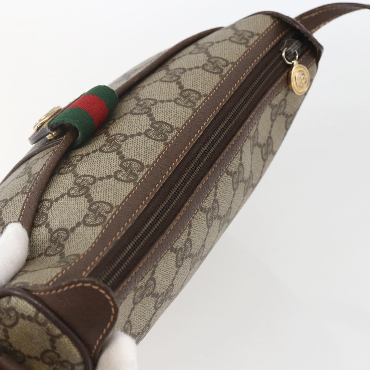 GUCCI GG Supreme Web Sherry Line Bag PVC Beige Gold 89 02 032 Auth ep12857