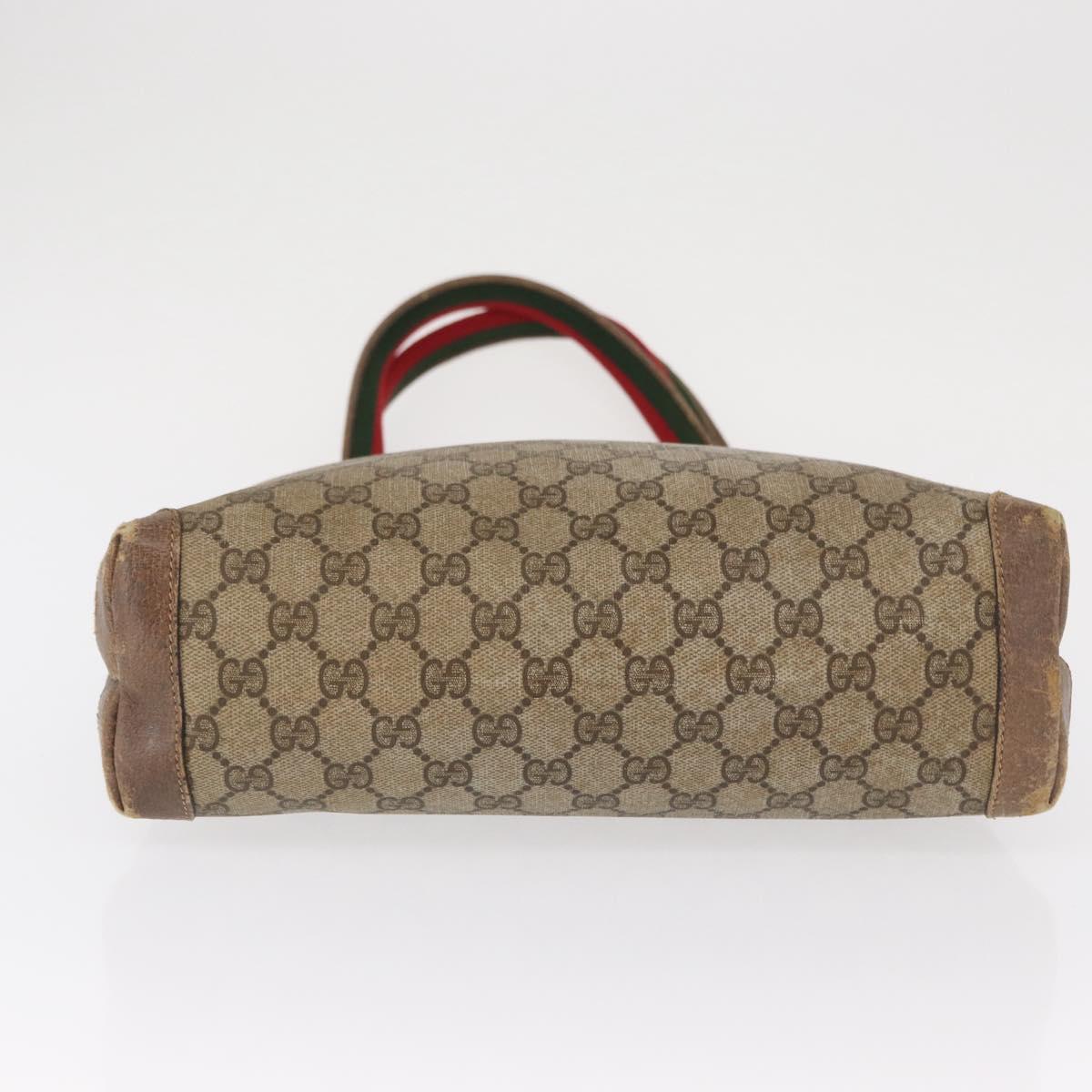 GUCCI GG Canvas Web Sherry Line Tote Bag PVC Beige 58 02 4889 Auth ep12863