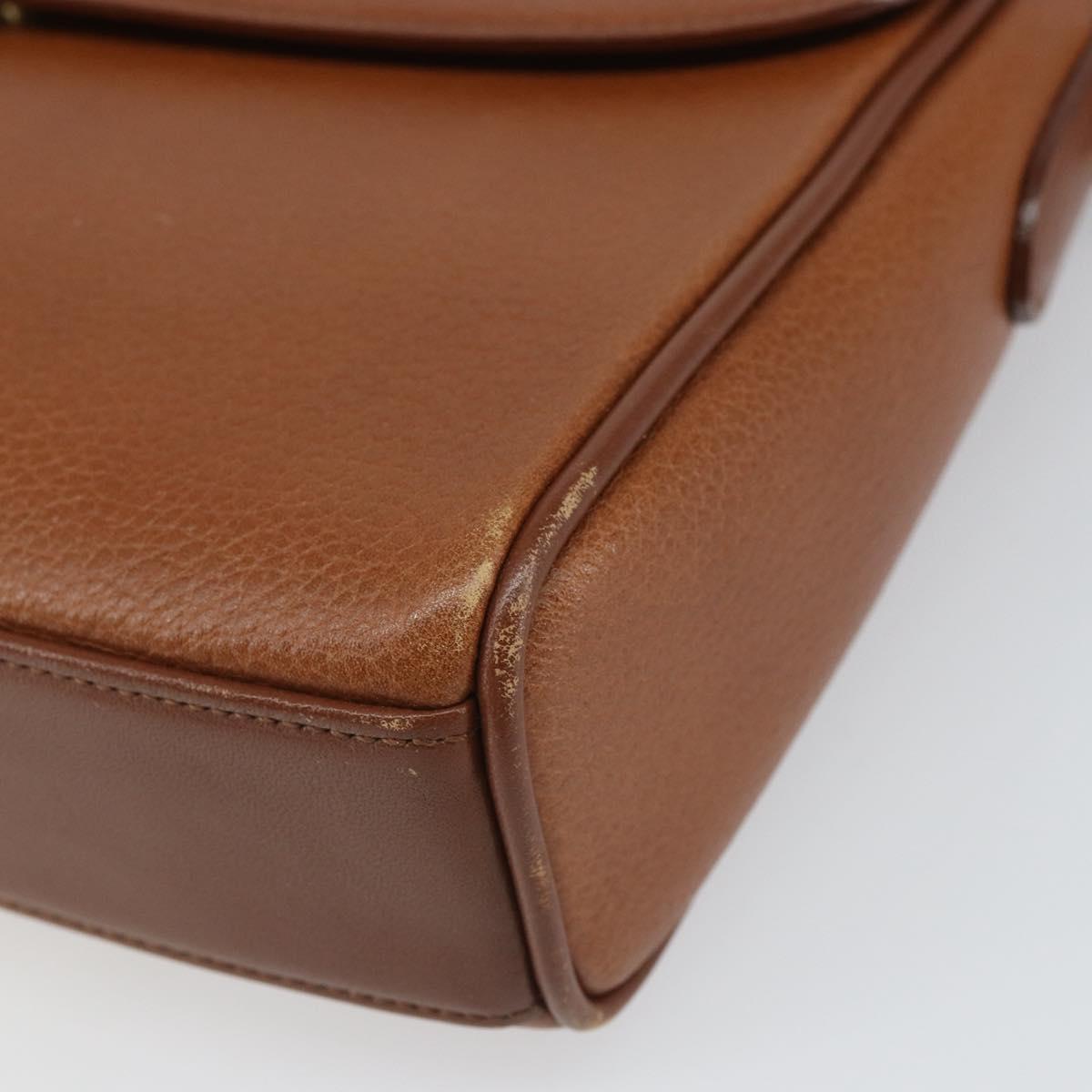Burberrys Shoulder Bag Leather Brown Gold Auth ep12866