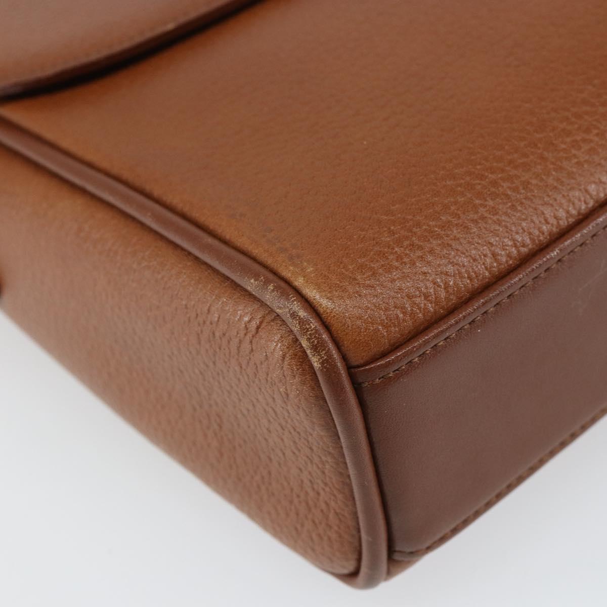 Burberrys Shoulder Bag Leather Brown Gold Auth ep12866