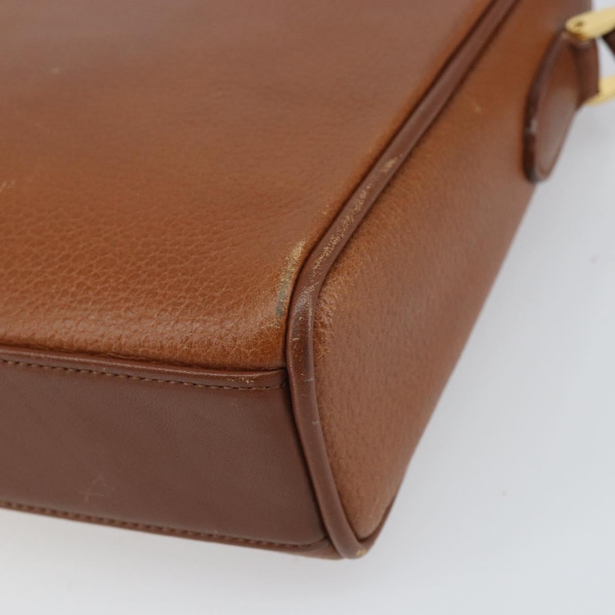 Burberrys Shoulder Bag Leather Brown Gold Auth ep12866