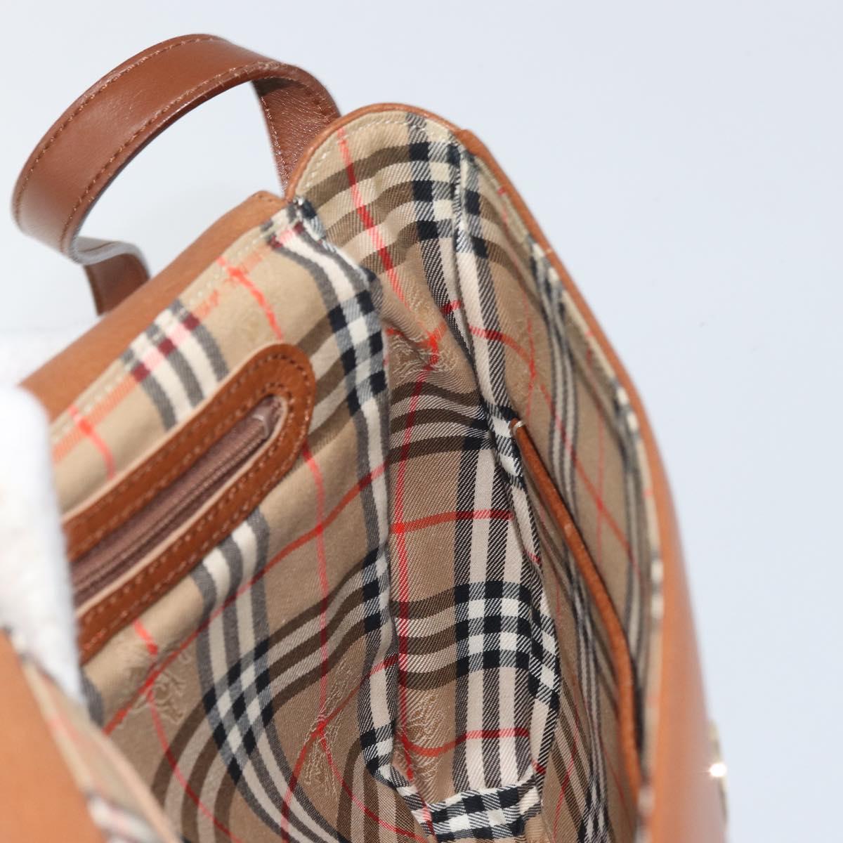 Burberrys Shoulder Bag Leather Brown Gold Auth ep12866