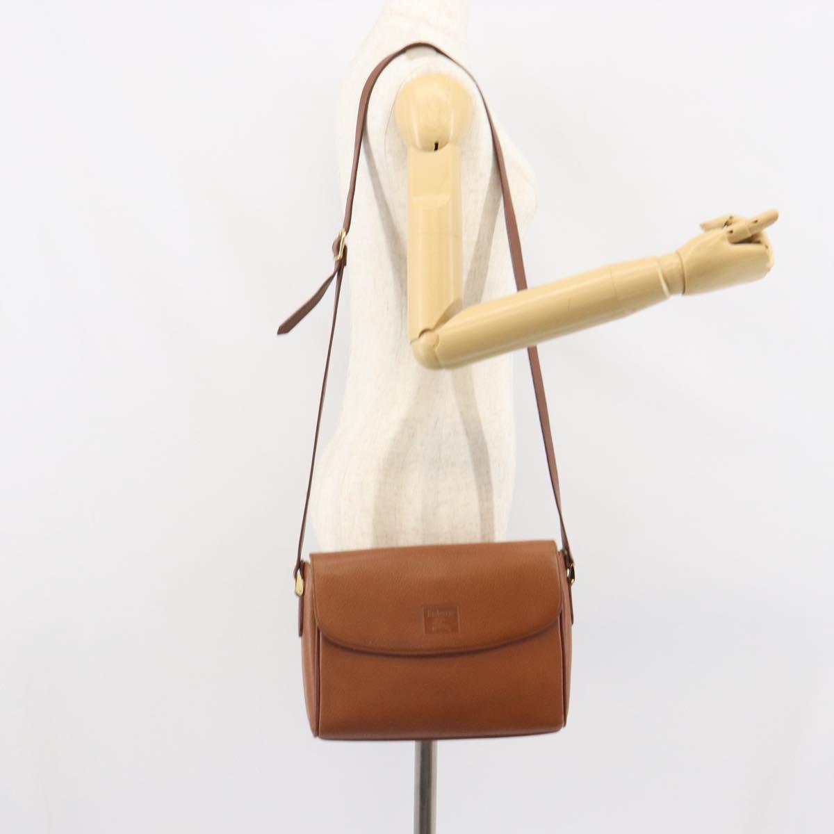Burberrys Shoulder Bag Leather Brown Gold Auth ep12866