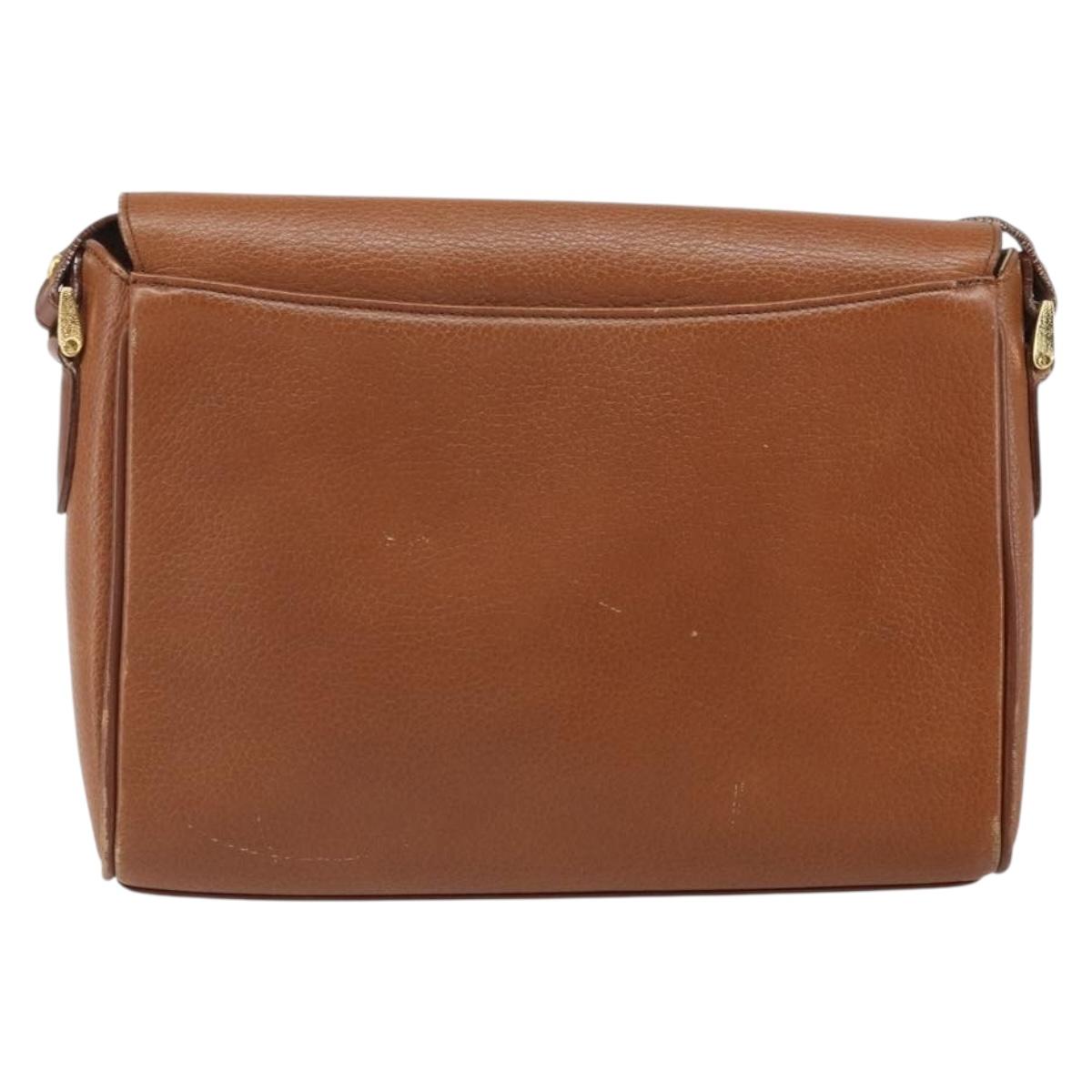 Burberrys Shoulder Bag Leather Brown Gold Auth ep12866