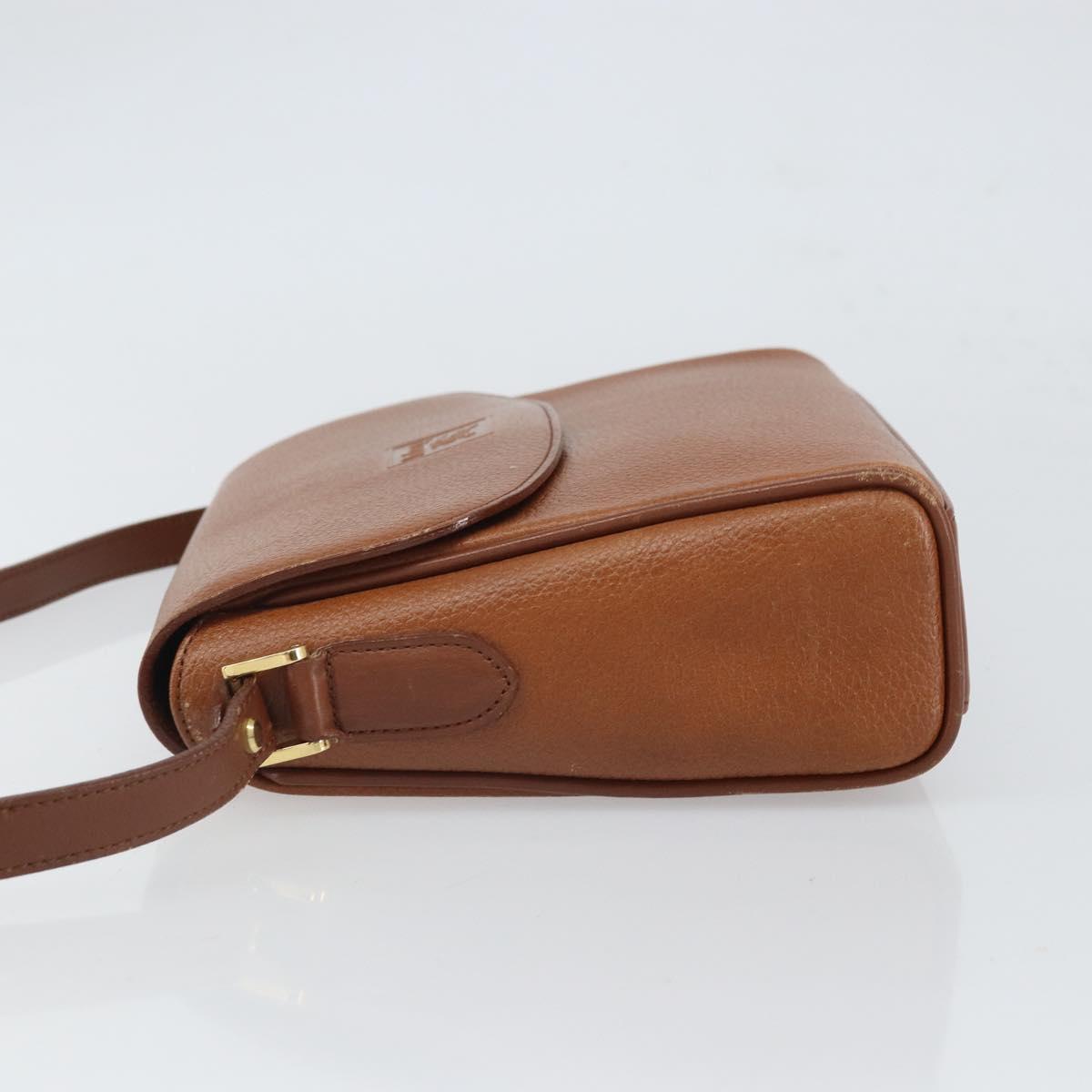 Burberrys Shoulder Bag Leather Brown Gold Auth ep12866