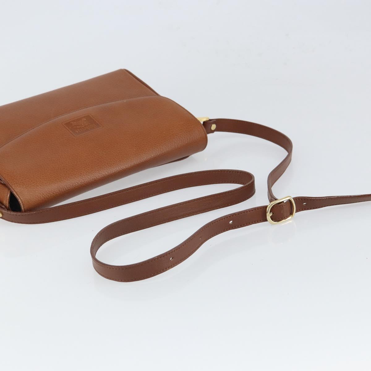 Burberrys Shoulder Bag Leather Brown Gold Auth ep12866