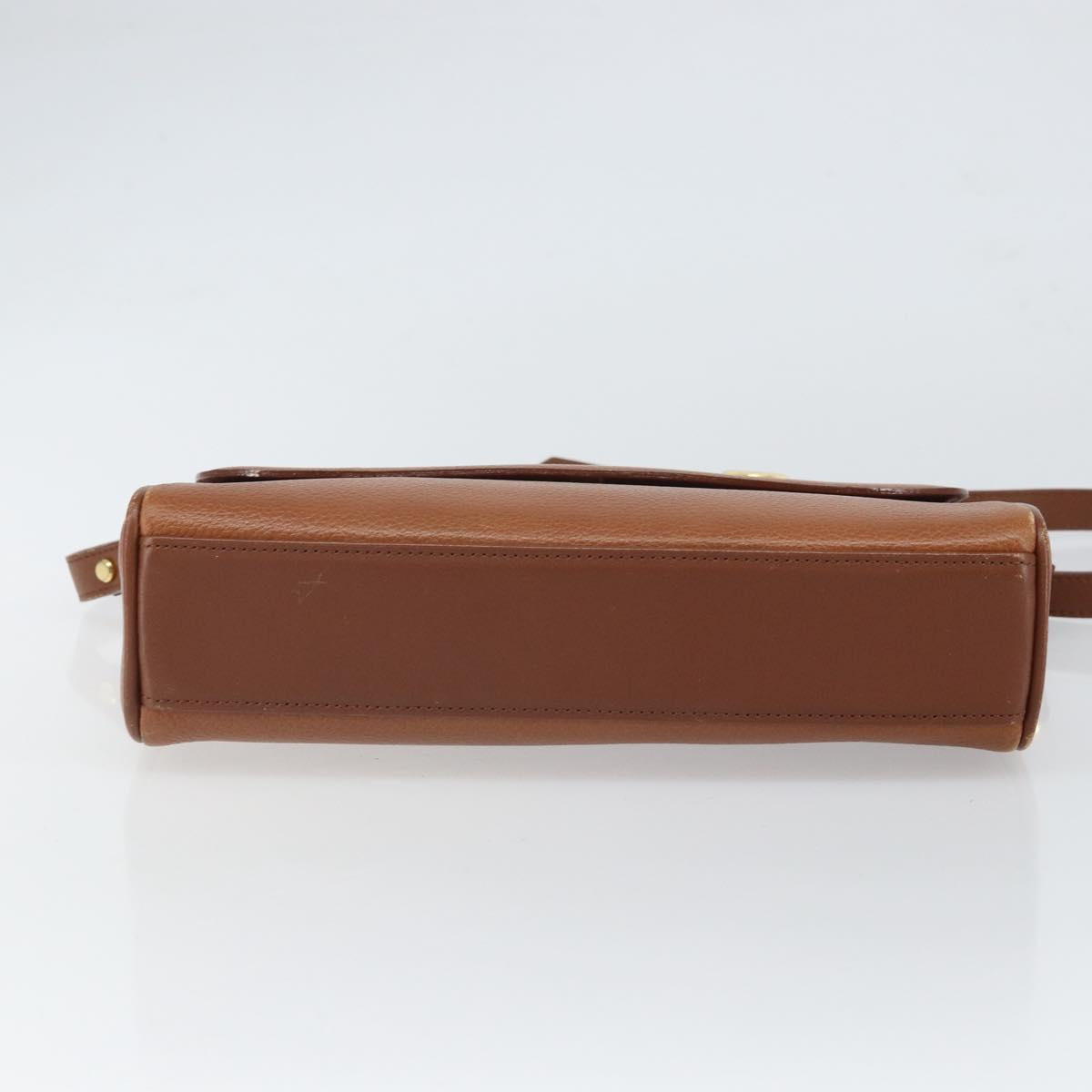 Burberrys Shoulder Bag Leather Brown Gold Auth ep12866