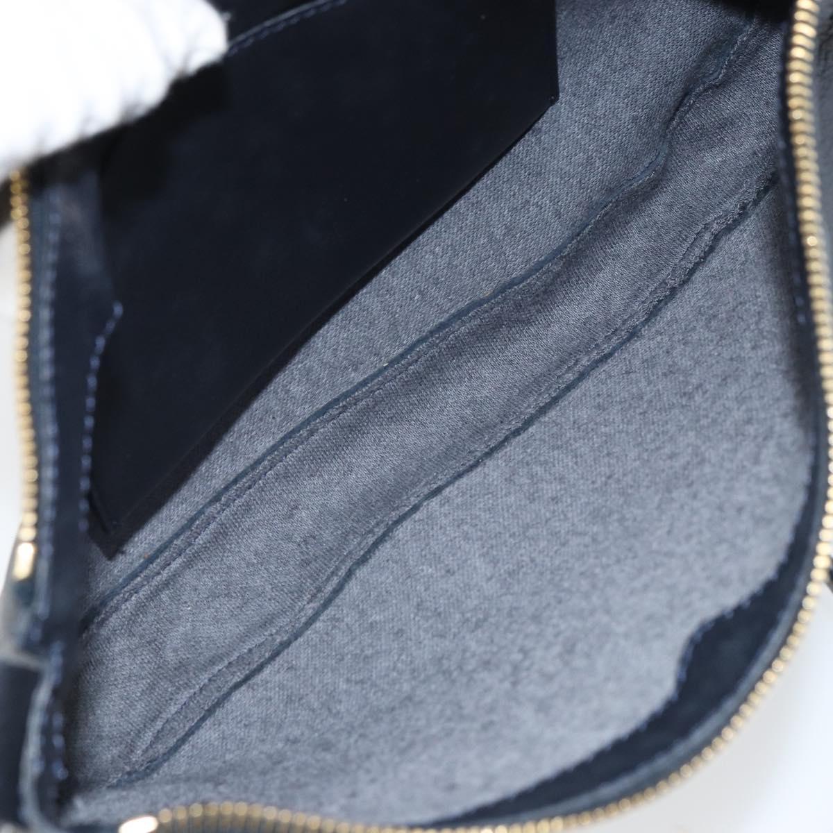 CELINE Shoulder Bag Leather Navy Gold Auth ep12870