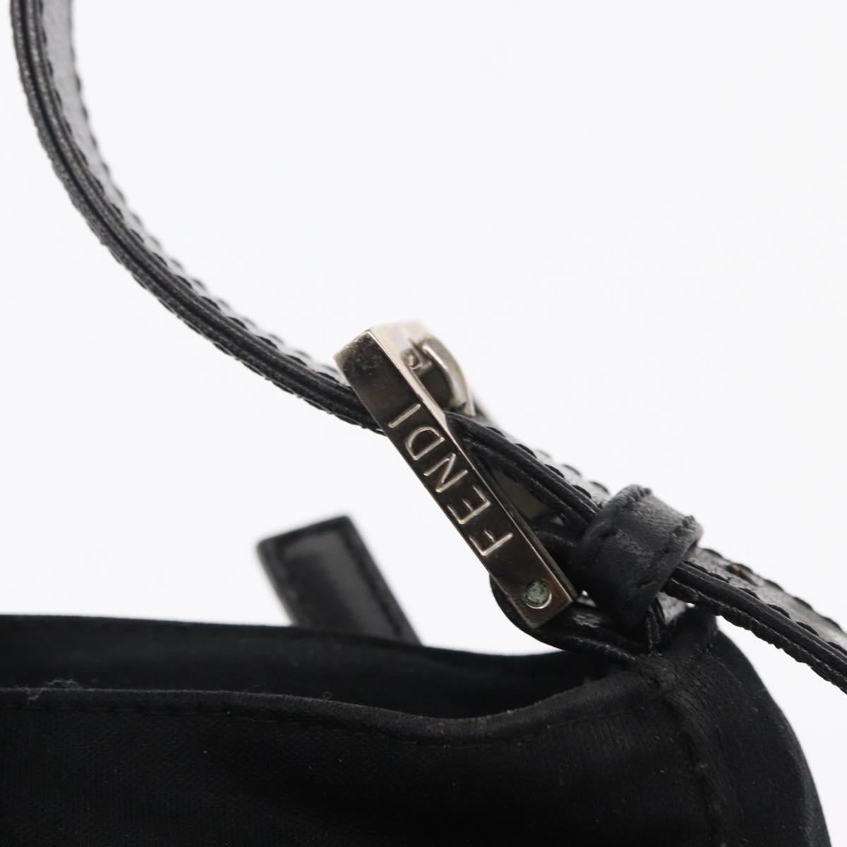 FENDI Hand Bag Nylon Black Silver Auth ep12875