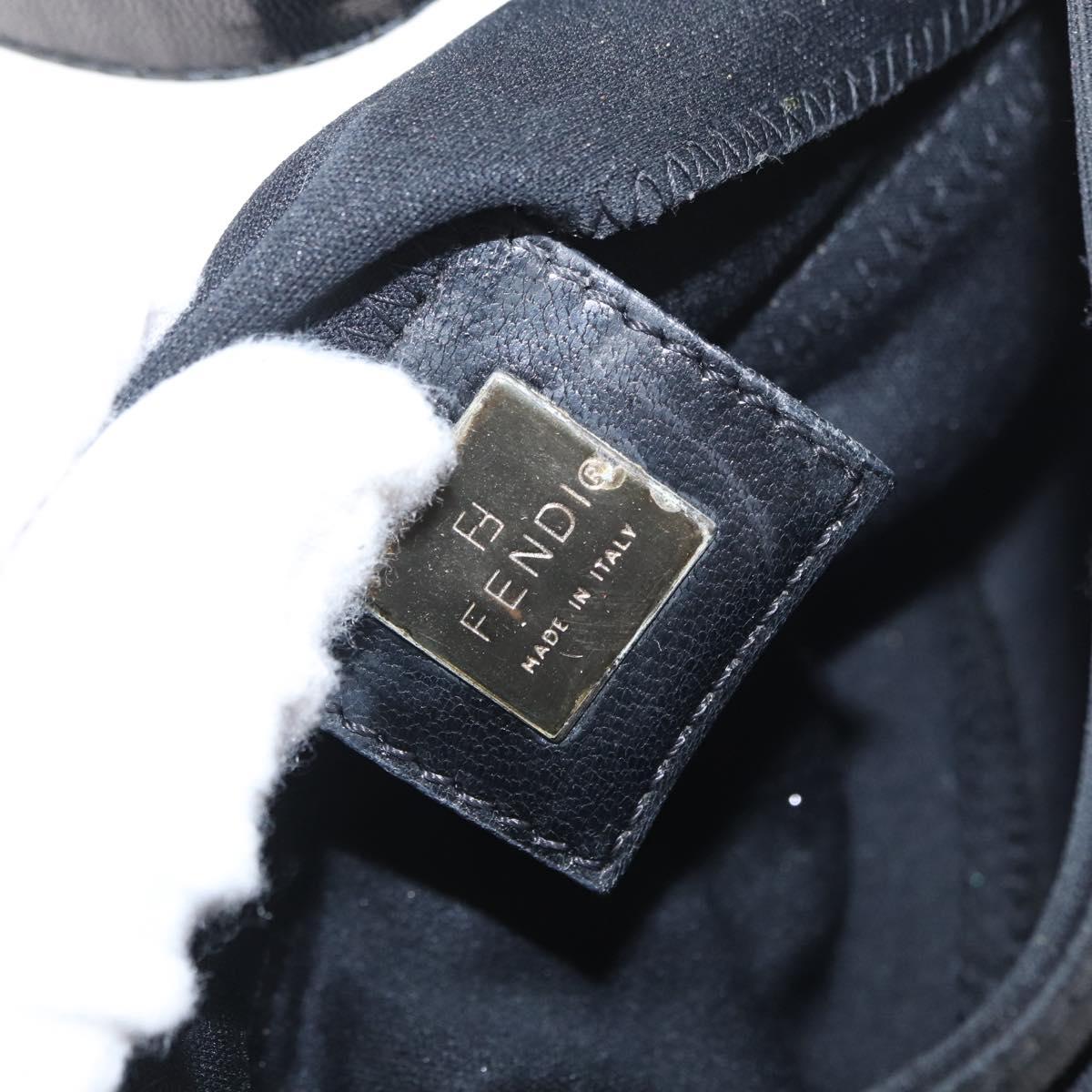 FENDI Hand Bag Nylon Black Silver Auth ep12875