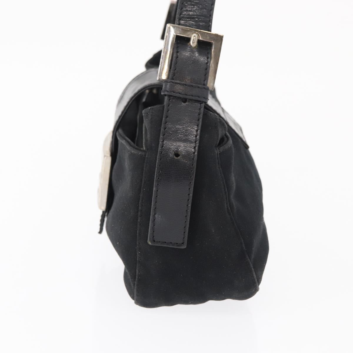 FENDI Hand Bag Nylon Black Silver Auth ep12875