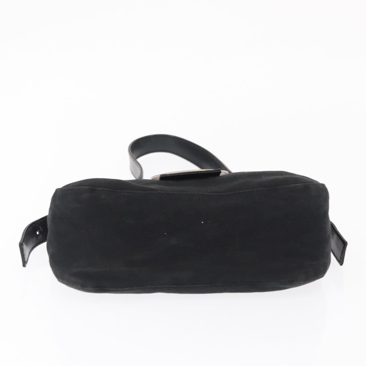 FENDI Hand Bag Nylon Black Silver Auth ep12875