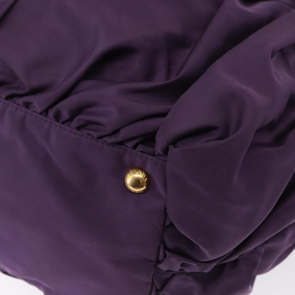 PRADA Tote Bag Nylon Purple Gold Auth ep12878
