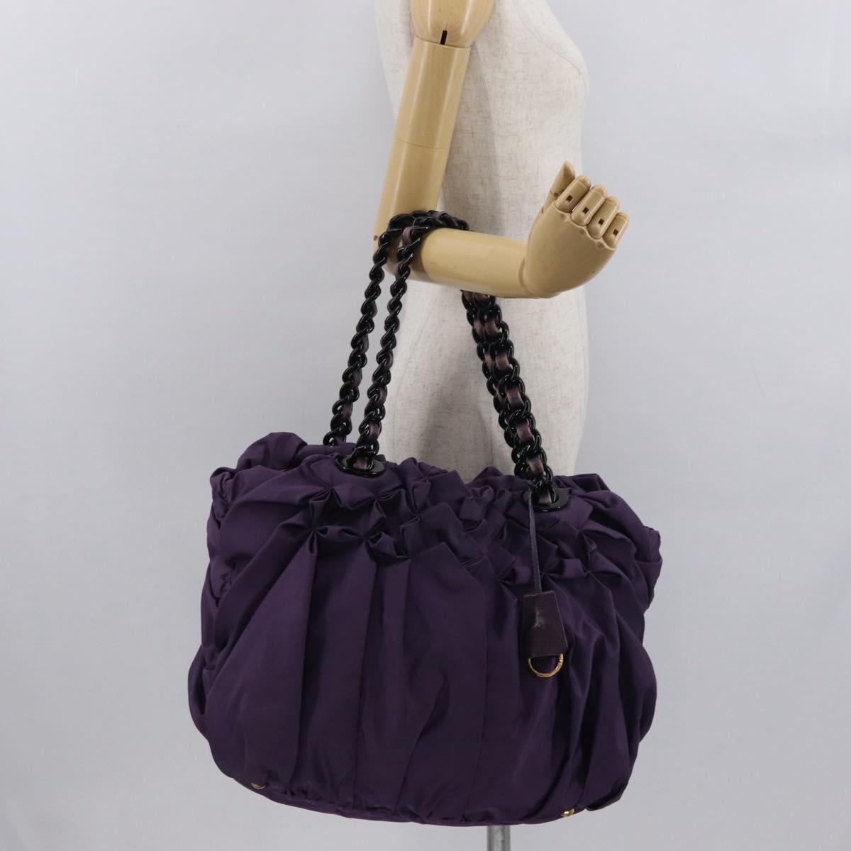 PRADA Tote Bag Nylon Purple Gold Auth ep12878