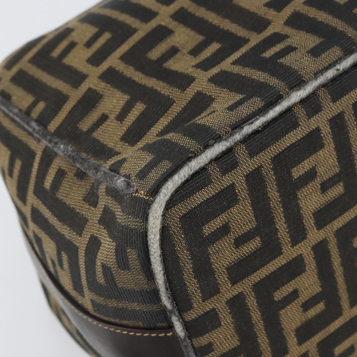FENDI Zucca Canvas Hand Bag Black Brown Auth ep12881