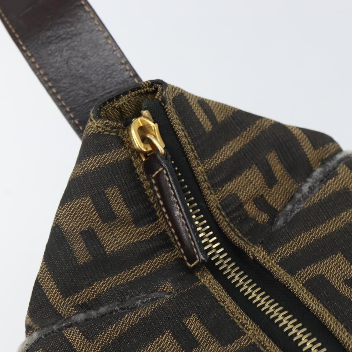 FENDI Zucca Canvas Hand Bag Black Brown Auth ep12881