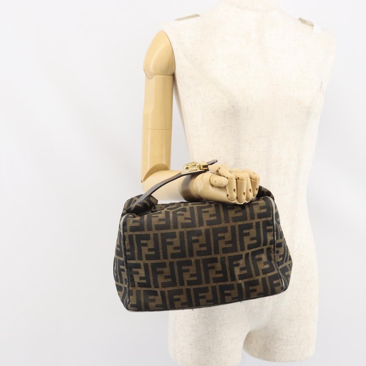 FENDI Zucca Canvas Hand Bag Black Brown Auth ep12881