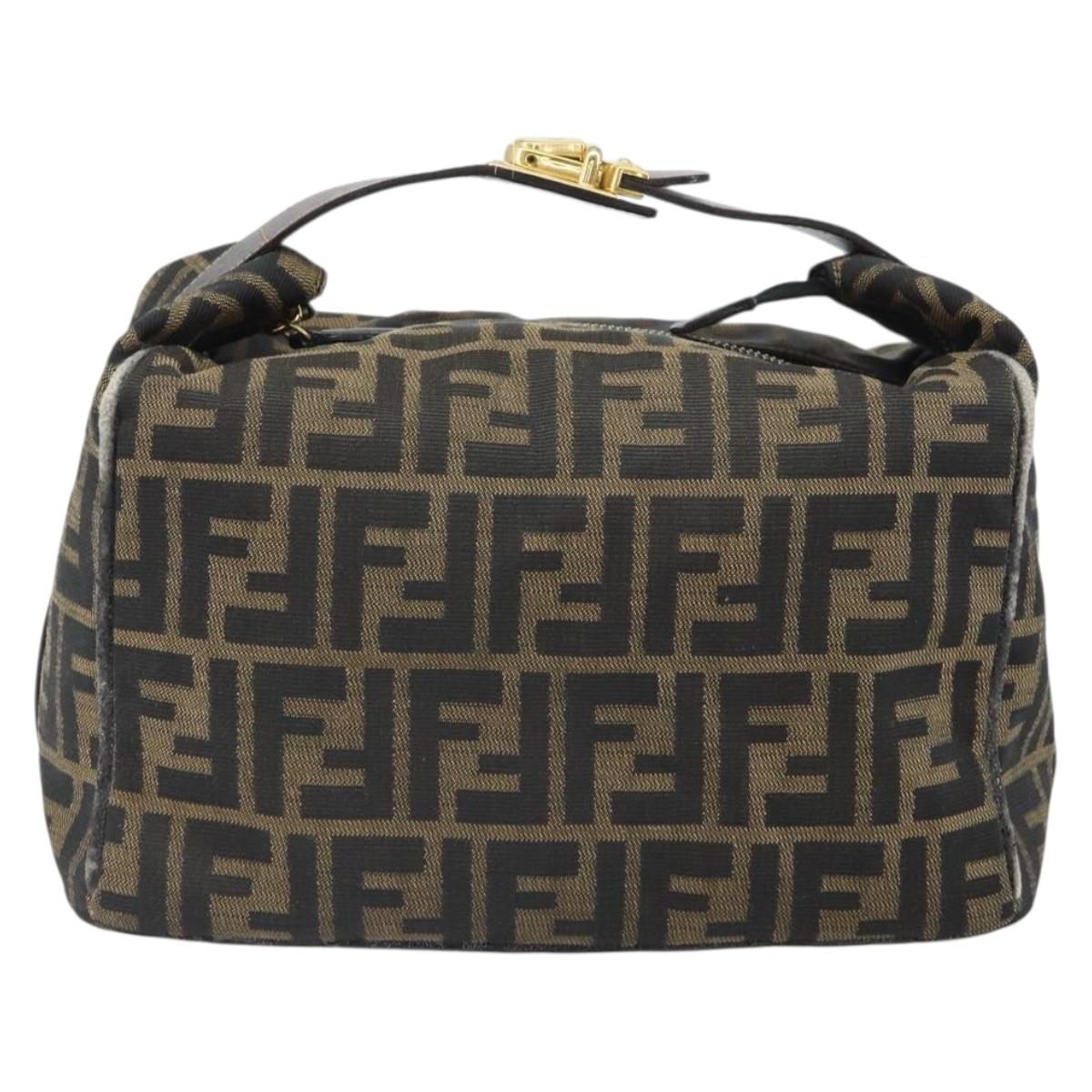 FENDI Zucca Canvas Hand Bag Black Brown Auth ep12881