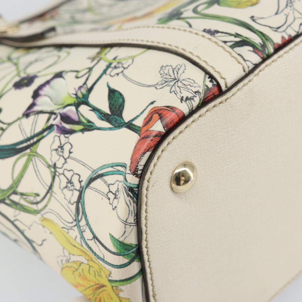 GUCCI Flora Tote Bag PVC White Gold 336776 Auth ep12889