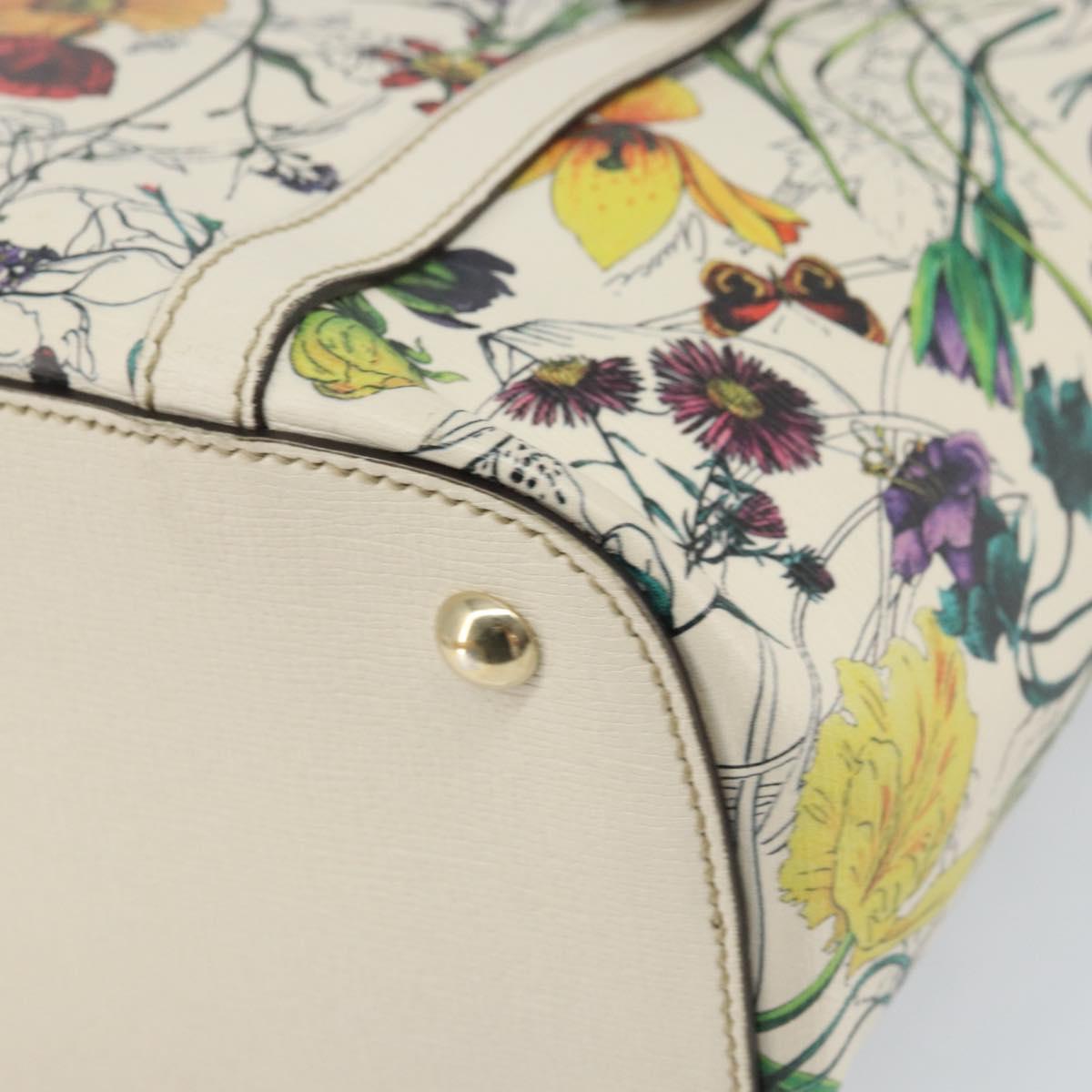 GUCCI Flora Tote Bag PVC White Gold 336776 Auth ep12889