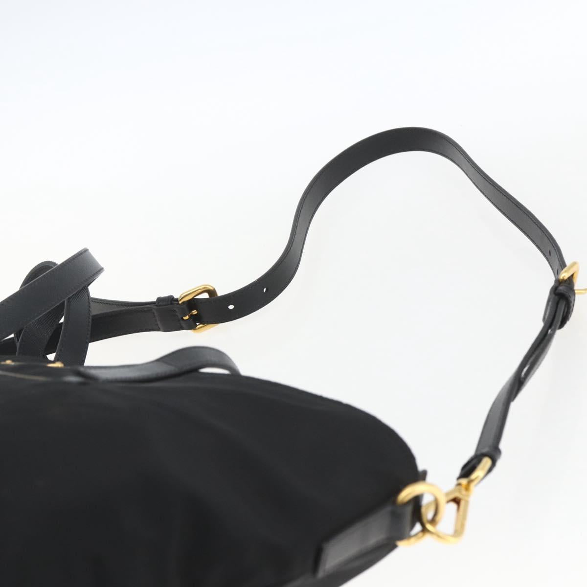 PRADA Tote Bag Nylon 2way Black Gold Auth ep12892