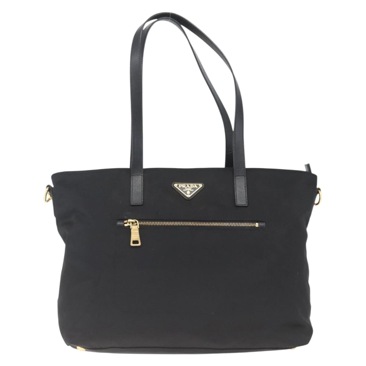 PRADA Tote Bag Nylon 2way Black Gold Auth ep12892