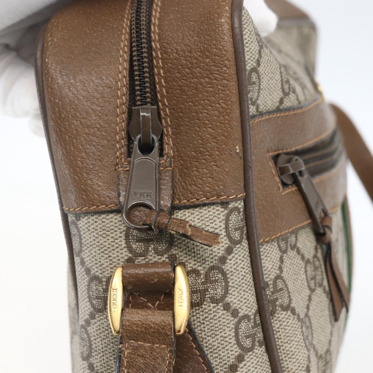 GUCCI GG Supreme Web Sherry Line Bag PVC Beige Gold 68 02 005 Auth ep12895