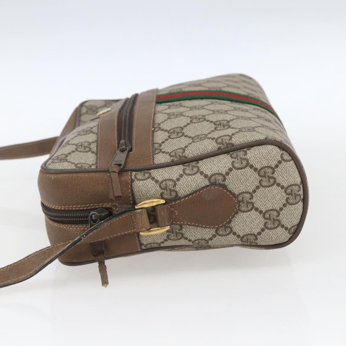 GUCCI GG Supreme Web Sherry Line Bag PVC Beige Gold 68 02 005 Auth ep12895