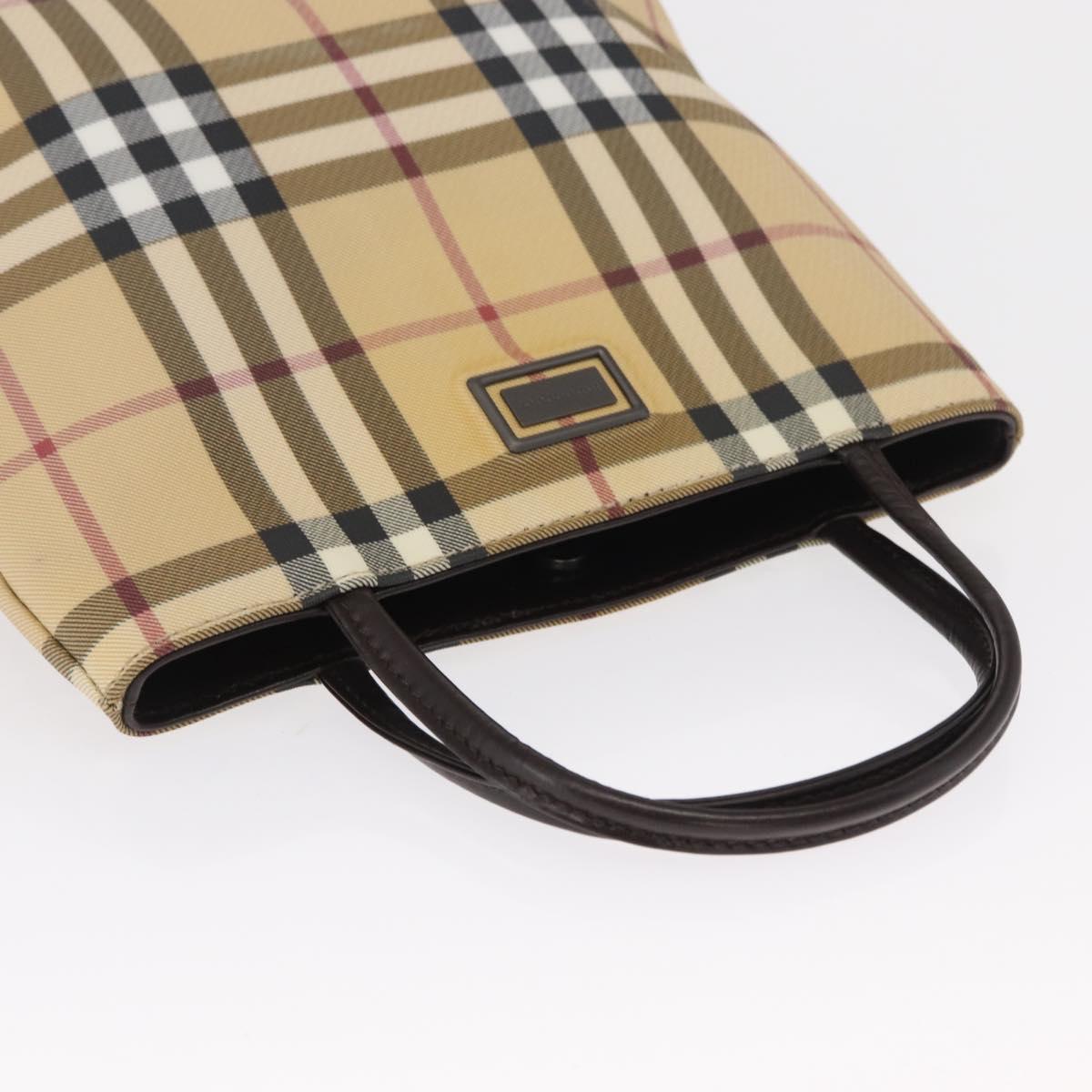 BURBERRY Nova Check Hand Bag PVC Beige Silver Auth ep12901