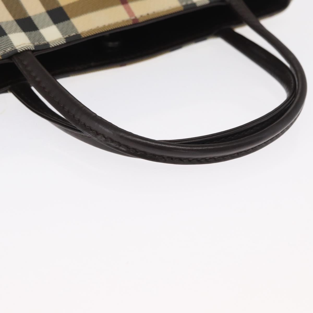BURBERRY Nova Check Hand Bag PVC Beige Silver Auth ep12901