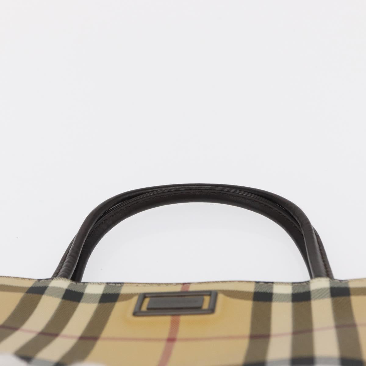 BURBERRY Nova Check Hand Bag PVC Beige Silver Auth ep12901