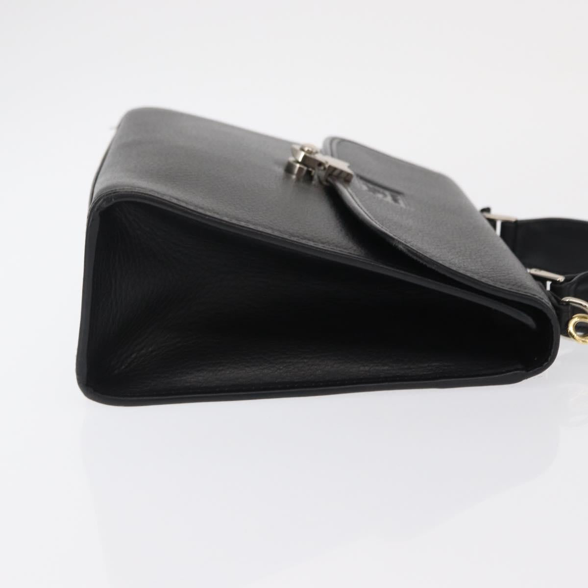 Burberrys Hand Bag Leather 2way Black Silver Auth ep12903