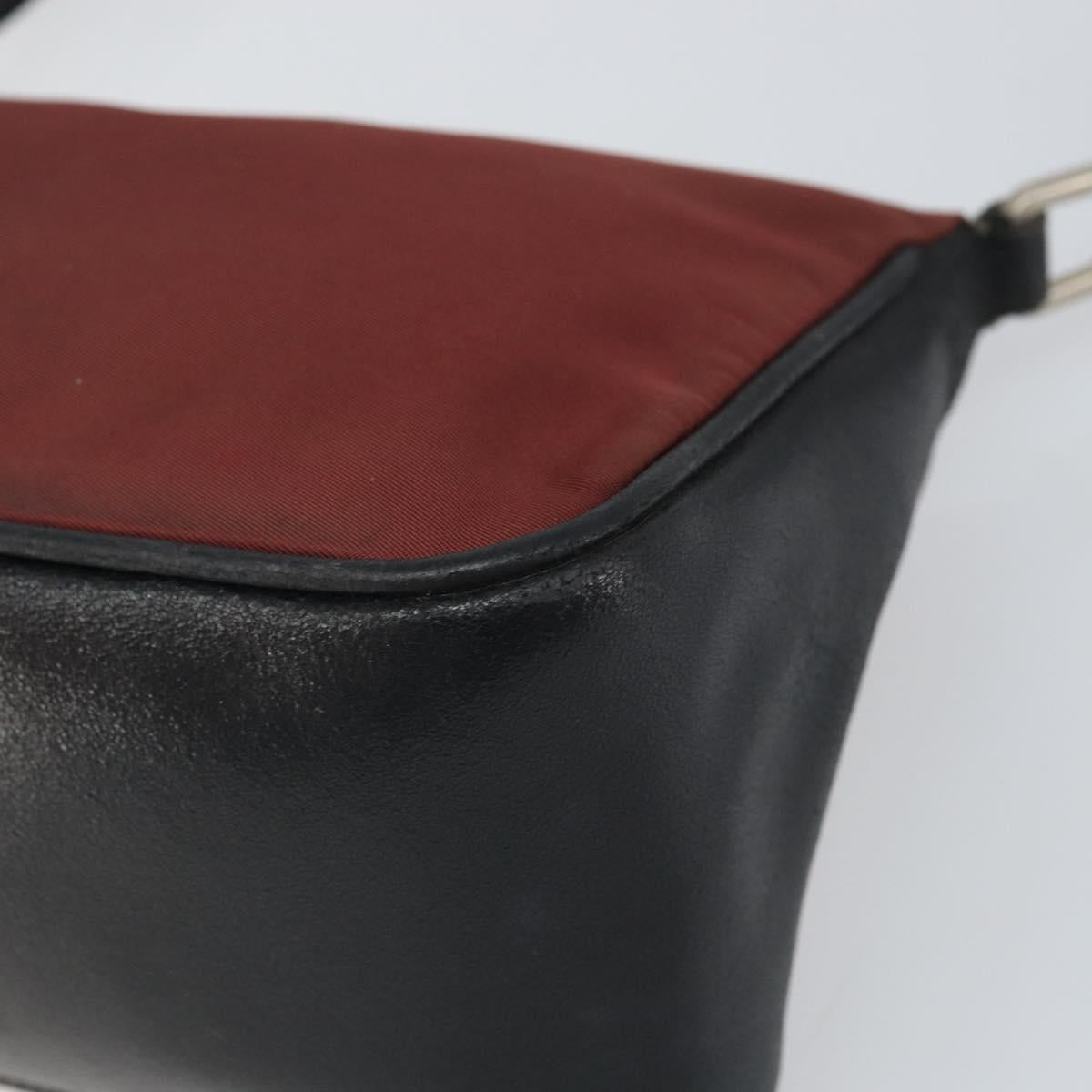 PRADA Shoulder Bag Nylon Red Silver Auth ep12904