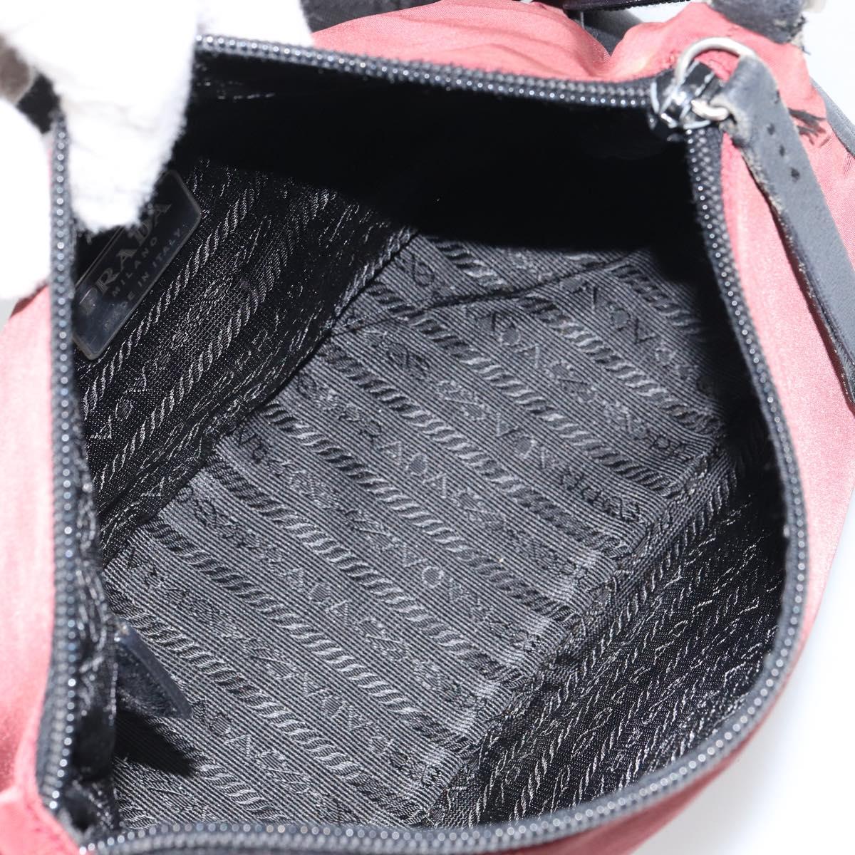 PRADA Shoulder Bag Nylon Red Silver Auth ep12904