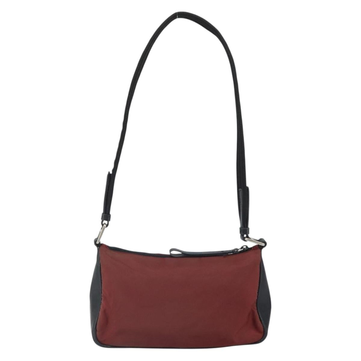 PRADA Shoulder Bag Nylon Red Silver Auth ep12904