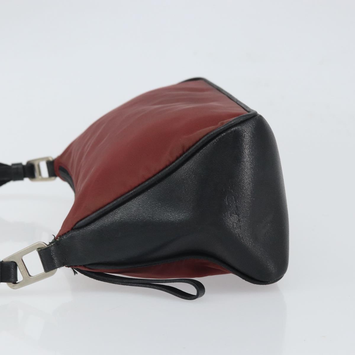 PRADA Shoulder Bag Nylon Red Silver Auth ep12904