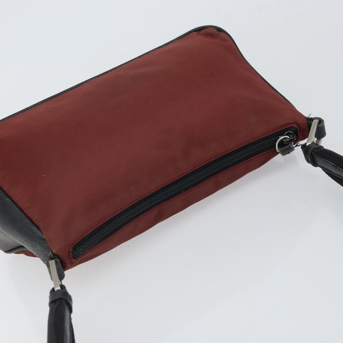 PRADA Shoulder Bag Nylon Red Silver Auth ep12904