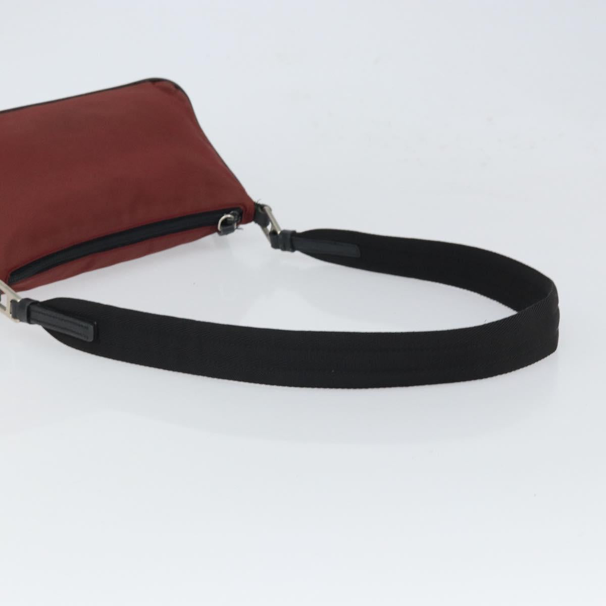 PRADA Shoulder Bag Nylon Red Silver Auth ep12904